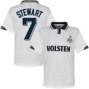 1991 Tottenham Home FA Cup Final Retro Shirt + Stewart 7 (Retro Flock Printing)