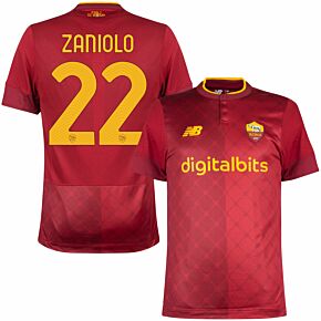 22-23 AS Roma Home Elite Shirt + Zaniolo 22 (Official Printing)