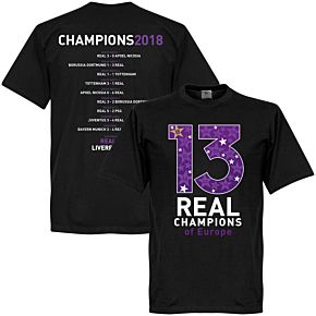 Real 2018 C/L 13 Times Road to Victory Winners KIDS Tee - Black