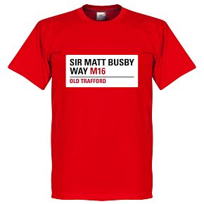 Sir Matt Busby Way Sign Tee - Red
