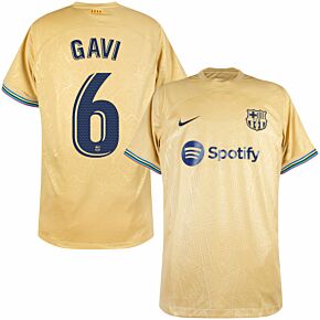 22-23 Barcelona Away Shirt + Gavi 6 (La Liga Printing)