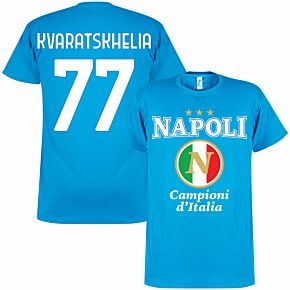 Napoli Campioni Kvaratskhelia 77 T-shirt - Aqua