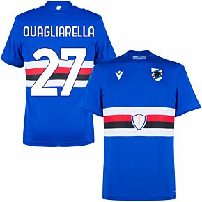 21-22 Sampdoria Home Match Shirt + Quagliarella 27 (Fan Style Printing)