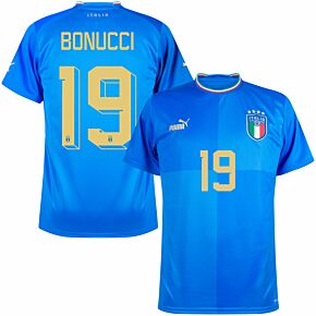 22-23 Italy Home Shirt + Bonucci 19 (Official Printing)