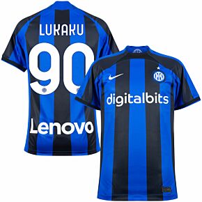 22-23 Inter Milan Home Shirt + Lukaku 90 (Official Printing)