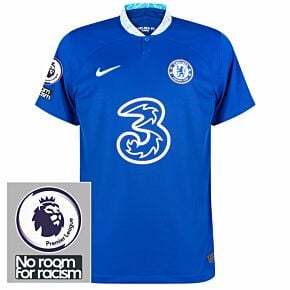 22-23 Chelsea Home Shirt + Premier League + No Room For Racism Patches