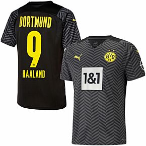 21-22 Borussia Dortmund Away Shirt + Haaland 9 (Official Printing)