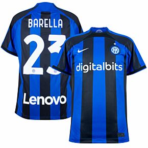 22-23 Inter Milan Home Shirt + Barella 23 (Official Printing)