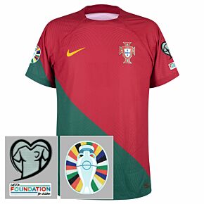 22-23 Portugal Home Dri-Fit ADV Match Shirt + Euro 2024 Qualifying Patch Set