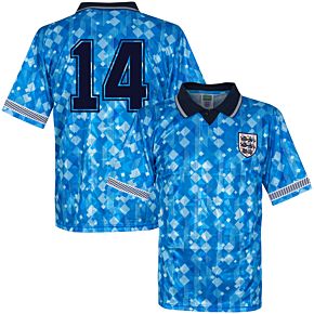 1990 England 3rd No.14 Retro World Cup Finals Shirt (Retro Flock Printing)