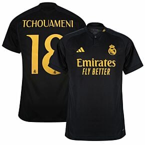 23-24 Real Madrid 3rd Shirt + Tchouameni 18 (Official Printing)