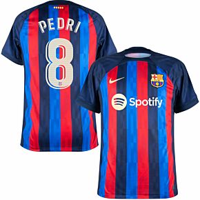 22-23 Barcelona Home Shirt + Pedri 8 (La Liga Printing)