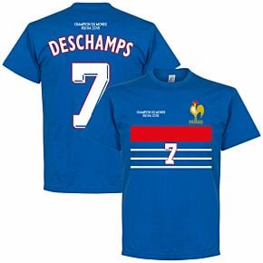 France Champions 98 Retro Deschamps 7 Tee - Royal