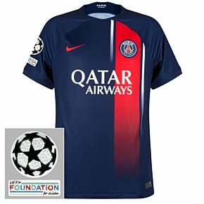 23-24 PSG Home Shirt + UCL Starball & UEFA Foundation Patches