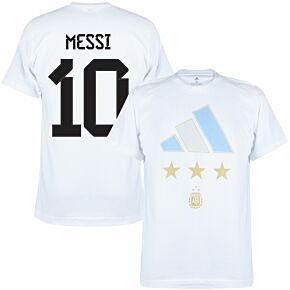 2022 World Cup Argentina Winners T-Shirt + Messi 10