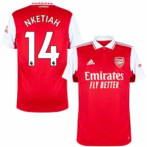 22-23 Arsenal Home Shirt + Nketiah 14 (Premier League)