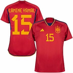 22-23 Spain Home Shirt + Lamine Yamal 15 (Official Printing)