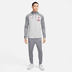 2023 Liverpool Dri-Fit Strike Hooded Tracksuit - Wolf Grey/Tough Red