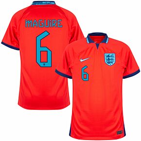 22-23 England Away Shirt + Maguire 6 (Official Printing)