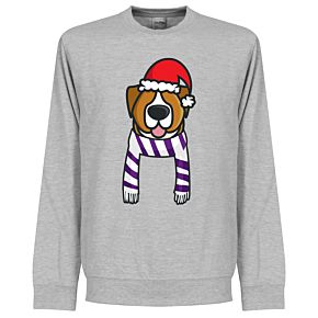 Christmas Dog Supporters Sweatshirt (Grey/White/Purple)