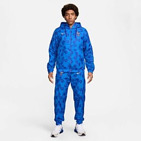 24-25 France NSW CE Woven Hooded Tracksuit - Royal Blue/Club Gold