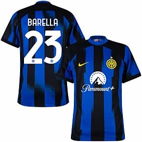 23-24 Inter Milan Home Shirt + Barella 23 (Official Printing)