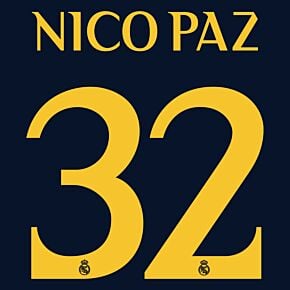 Nico Paz 32 (Official Cup Printing) - 23-24 Real Madrid Away