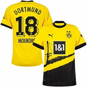 23-24 Borussia Dortmund Home Shirt + Moukoko 18 (Official Printing)
