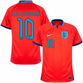 22-23 England Away Shirt + Bellingham 10 (Official Printing)