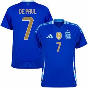 24-25 Argentina Away Shirt + De Paul 7 (Official Printing)