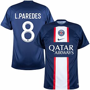 22-23 PSG Home Shirt + L.Paredes 8 (Ligue 1 Printing)
