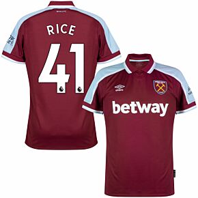 21-22 West Ham Home + Rice 41 (Premier League Printing)