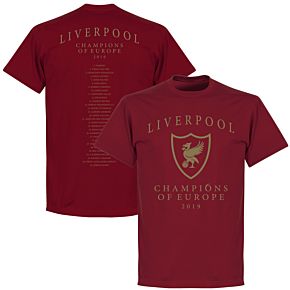 Liverpool Crest Champions of Europe Squad Tee - Chilli Red