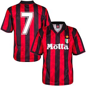 1994 AC Milan Home Retro Shirt + No.7 (Retro Flock Printing)