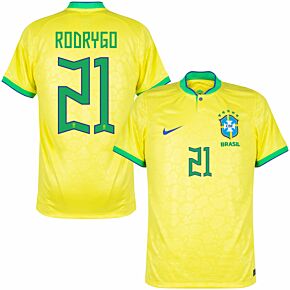 22-23 Brazil Home Shirt + Rodrigo 21 (Official Printing)