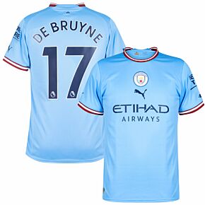 22-23 Man City Home Shirt + De Bruyne 17 (Premier League)