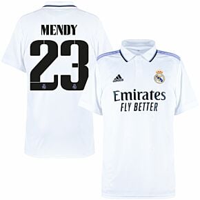 22-23 Real Madrid Home Shirt + Mendy 23 (Cup Style Printing)