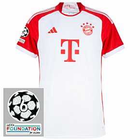23-24 Bayern Munich Home Shirt + UCL 6 Times Starball & UEFA Foundation Patches