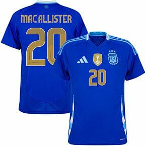 24-25 Argentina Away Shirt + Mac Allister 20 (Official Printing)