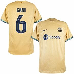 22-23 Barcelona Away Shirt + Gavi 6 (Official Cup Printing)