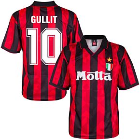 1994 AC Milan Home Retro Shirt + Gullit 10 (Retro Flock Printing)