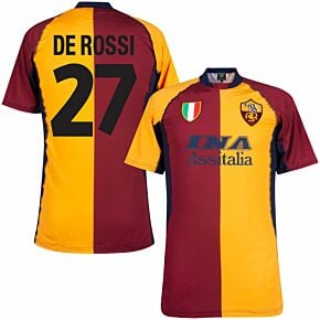 01-02 AS Roma Home Retro Shirt + De Rossi 27 (Fan Style)
