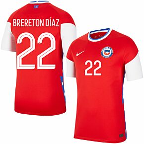 20-21 Chile Home Shirt + Brereton Diaz 22 (Fan Style Printing)