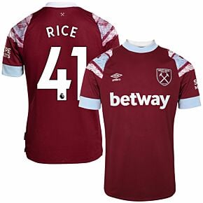 22-23 West Ham Home Shirt + Rice 41 (Premier League)