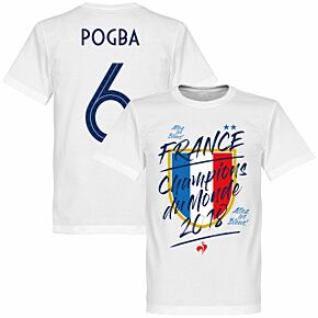 France Champion du Monde Pogba 6 Tee - White