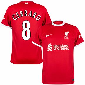 23-24 Liverpool Home Shirt + Gerrard 8 (Legend Printing)