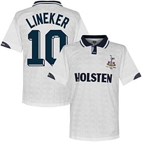 1991 Tottenham Home FA Cup Final Retro Shirt + Lineker 10 (Retro Flock Printing)