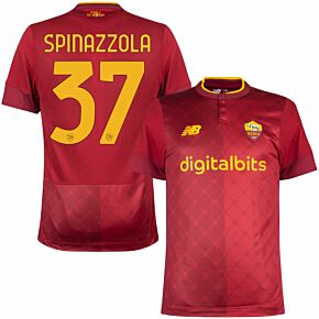 22-23 AS Roma Home Elite Shirt + Spinazzola 37 (Official Printing)