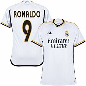 23-24 Real Madrid Home Shirt + Ronaldo 9 (Legend Printing)