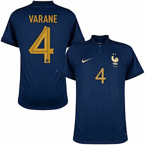 22-23 France Home Shirt + Varane 4 (Official Printing)
